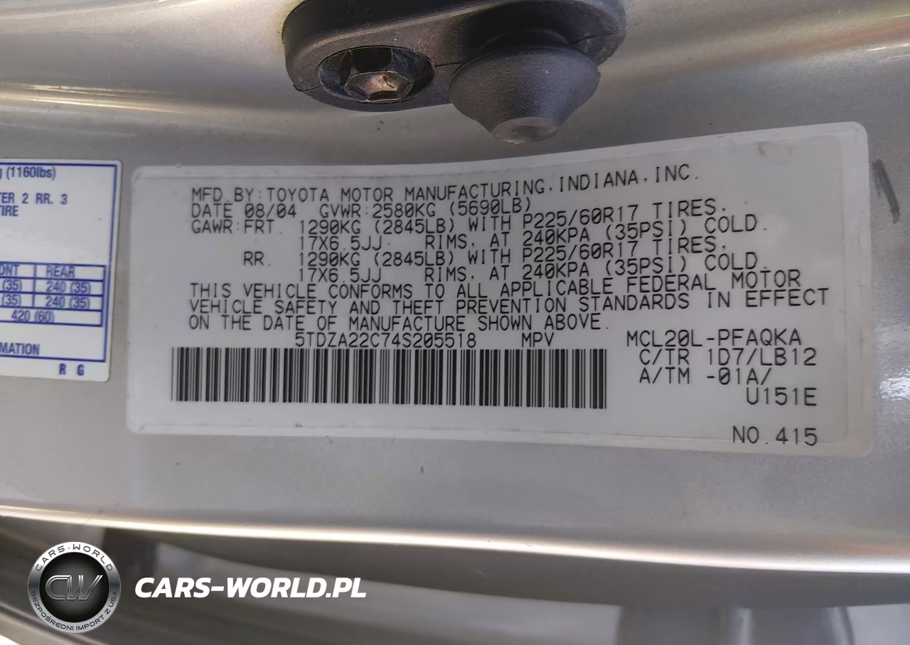 2004 Toyota Sienna Xle VIN:5TDZA22C74S205518 - 9