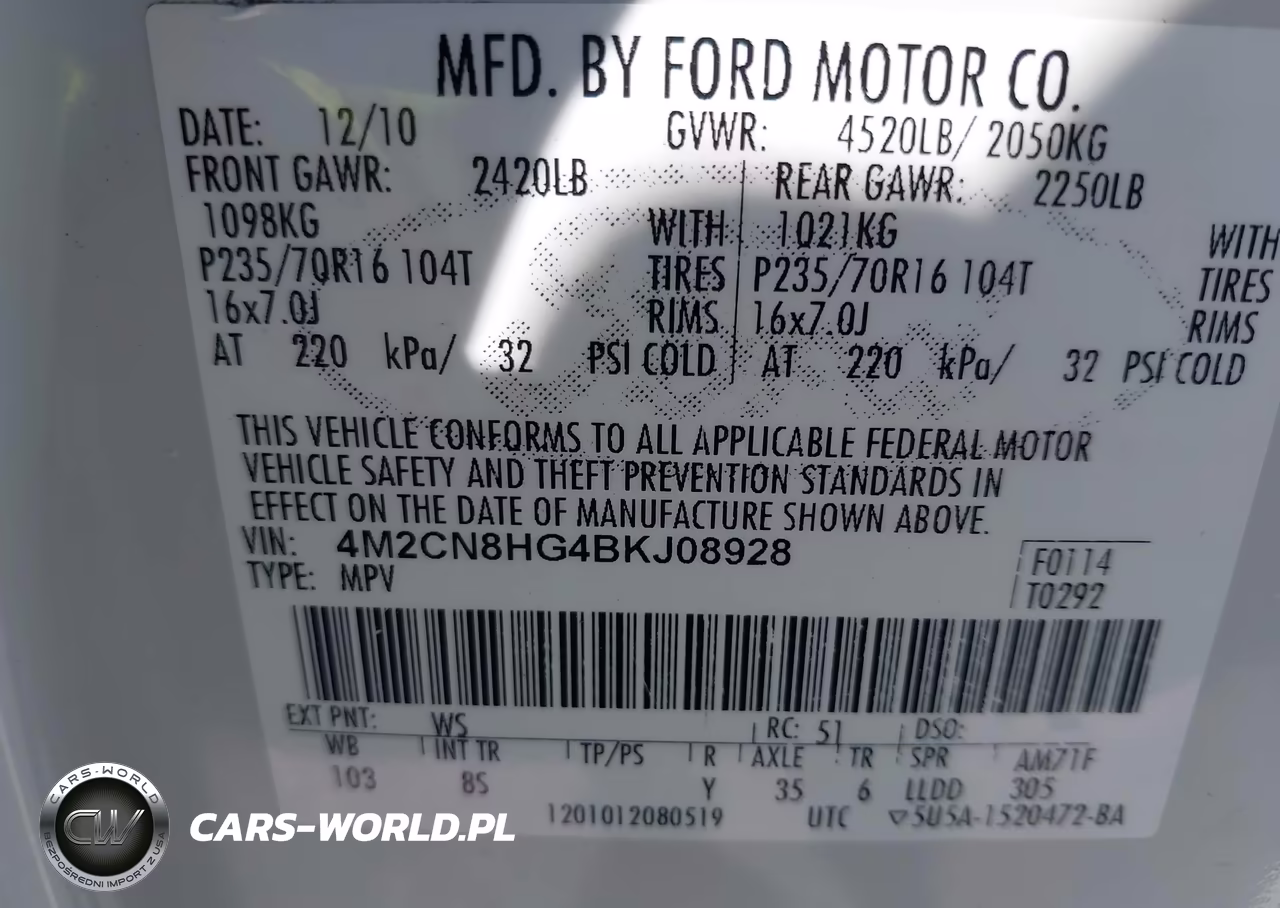 2011 Mercury Mariner Premier VIN:4M2CN8HG4BKJ08928 - 9