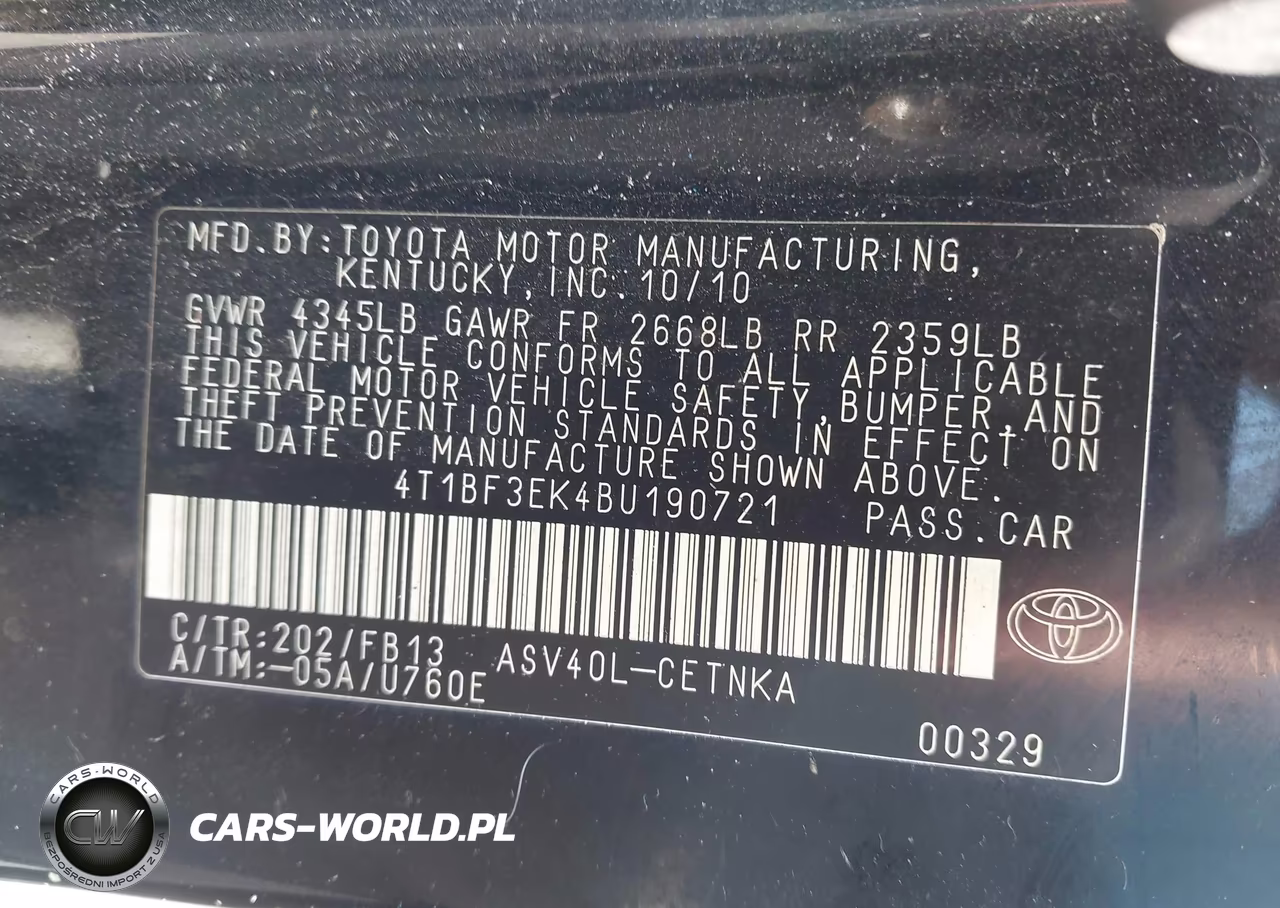 2011 Toyota Camry VIN:4T1BF3EK4BU190721 - 9