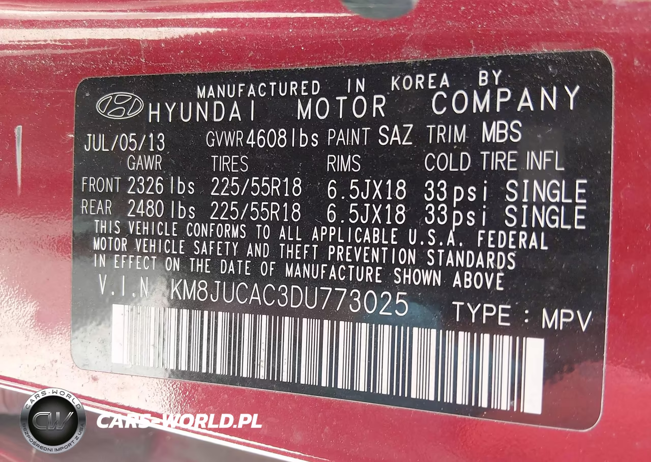 2013 Hyundai Tucson Limited VIN:KM8JUCAC3DU773025 - 9