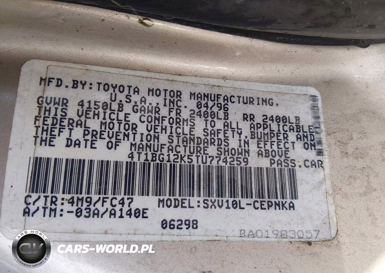 1996 Toyota Camry Dx-Le-Xle VIN:4T1BG12K5TU774259 - 9