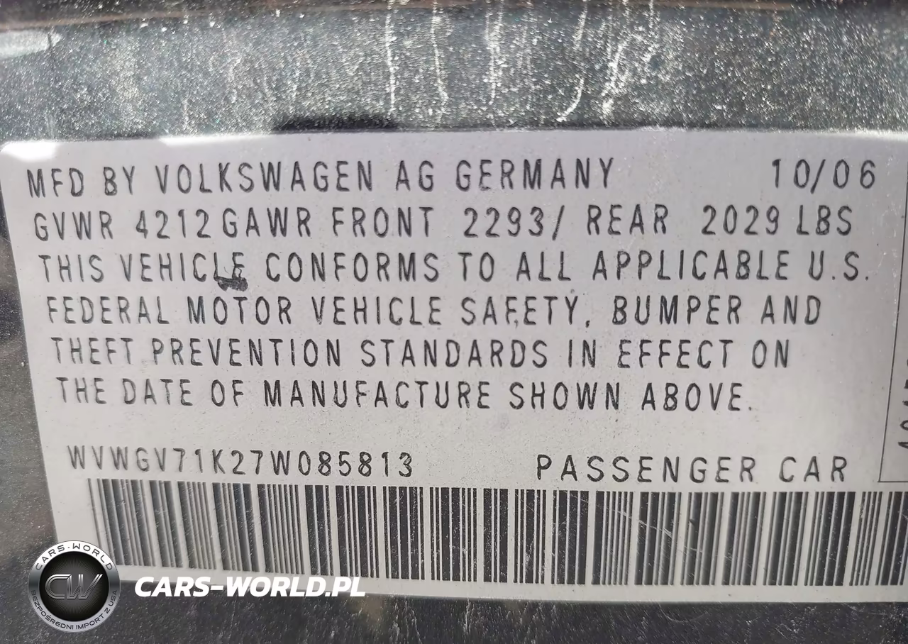2007 Volkswagen Gti 4-Door (M6) VIN:WVWGV71K27W085813 - 9