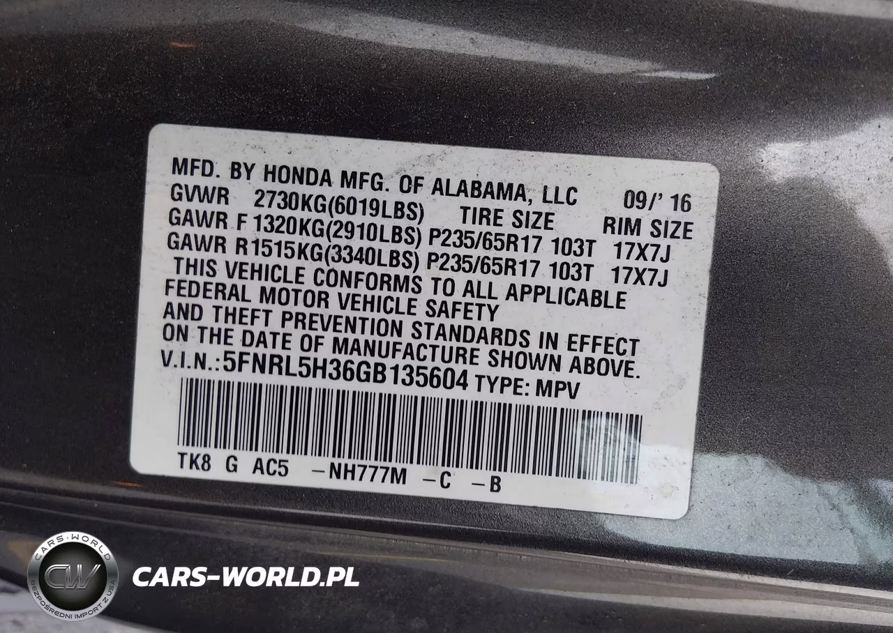 2016 Honda Odyssey Se VIN:5FNRL5H36GB135604 - 9