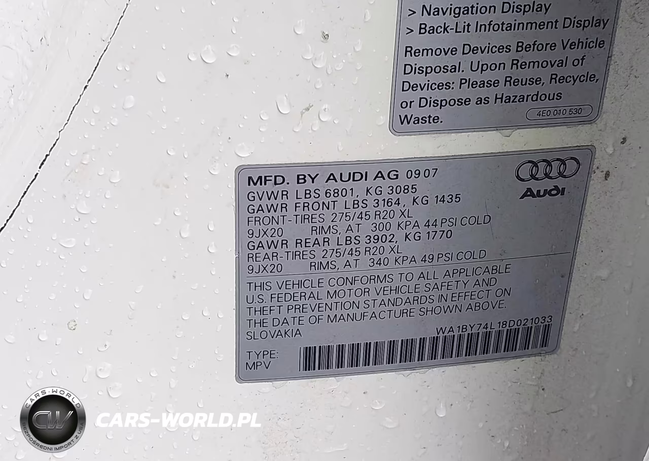 2008 Audi Q7 3.6 Premium VIN:WA1BY74L18D021033 - 9
