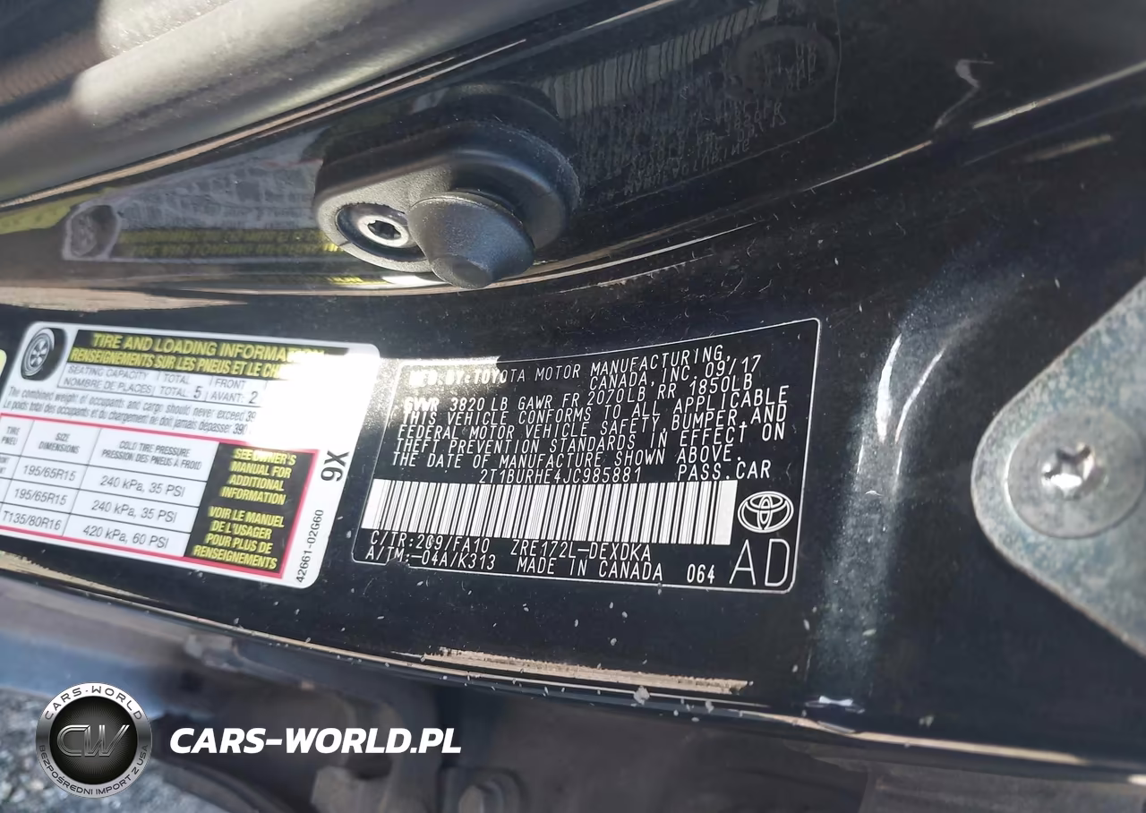 2018 Toyota Corolla L VIN:2T1BURHE4JC985881 - 9