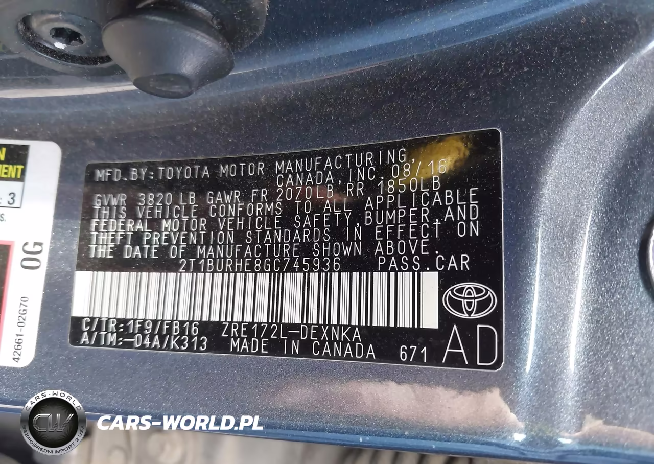 2016 Toyota Corolla Le VIN:2T1BURHE8GC745936 - 9