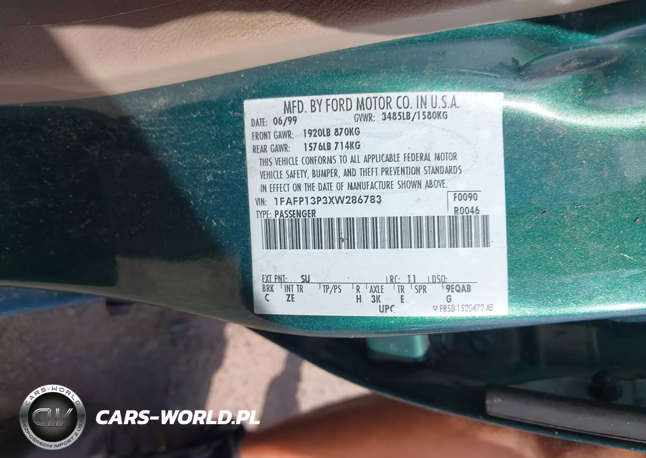1999 Ford Escort Se VIN:1FAFP13P3XW286783 - 9