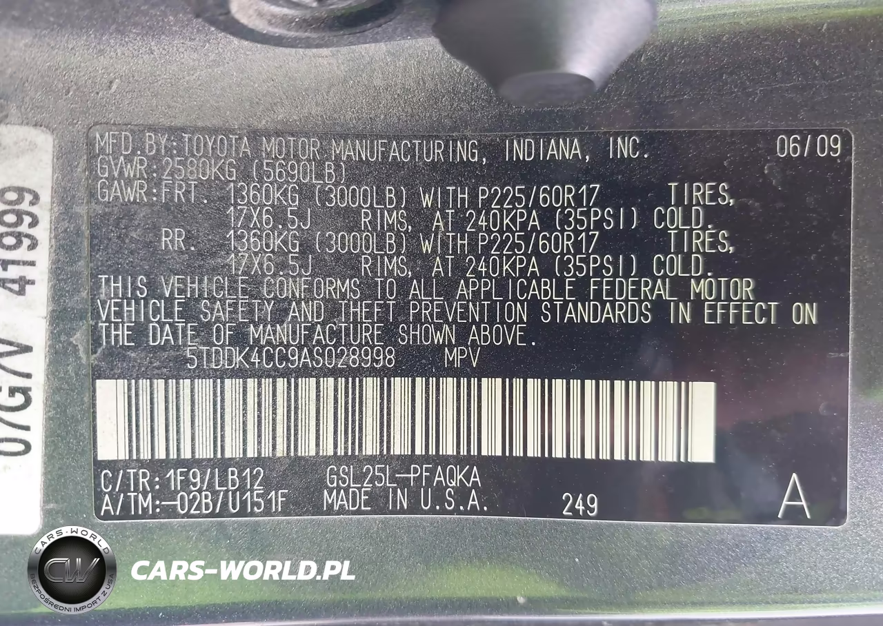 2010 Toyota Sienna Xle VIN:5TDDK4CC9AS028998 - 9