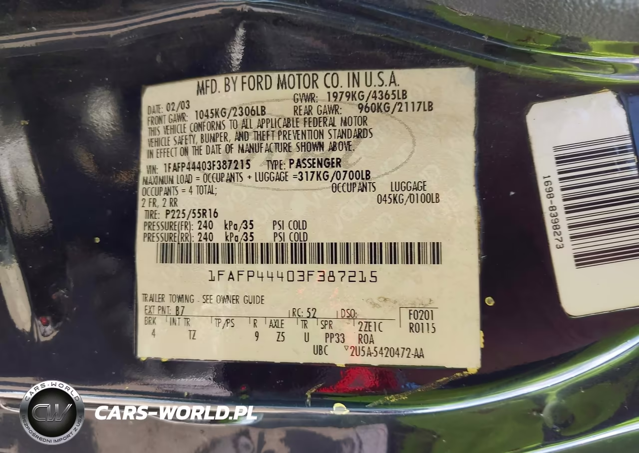 2003 Ford Mustang VIN:1FAFP44403F387215 - 9