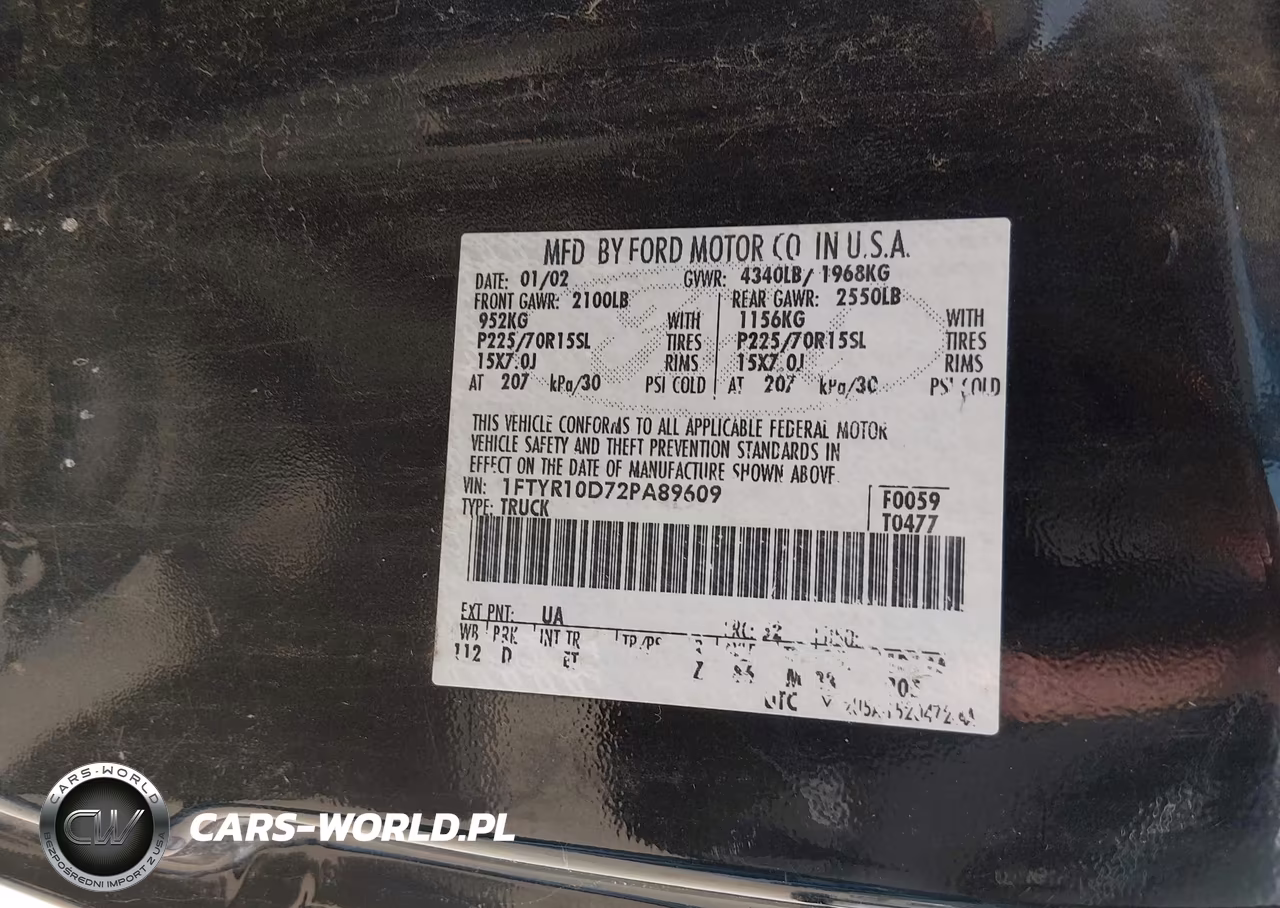 2002 Ford Ranger Xl-Xlt VIN:1FTYR10D72PA89609 - 9