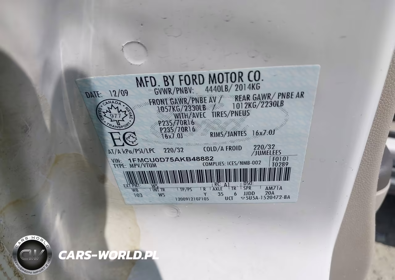 2010 Ford Escape Xlt VIN:1FMCU0D75AKB48882 - 9