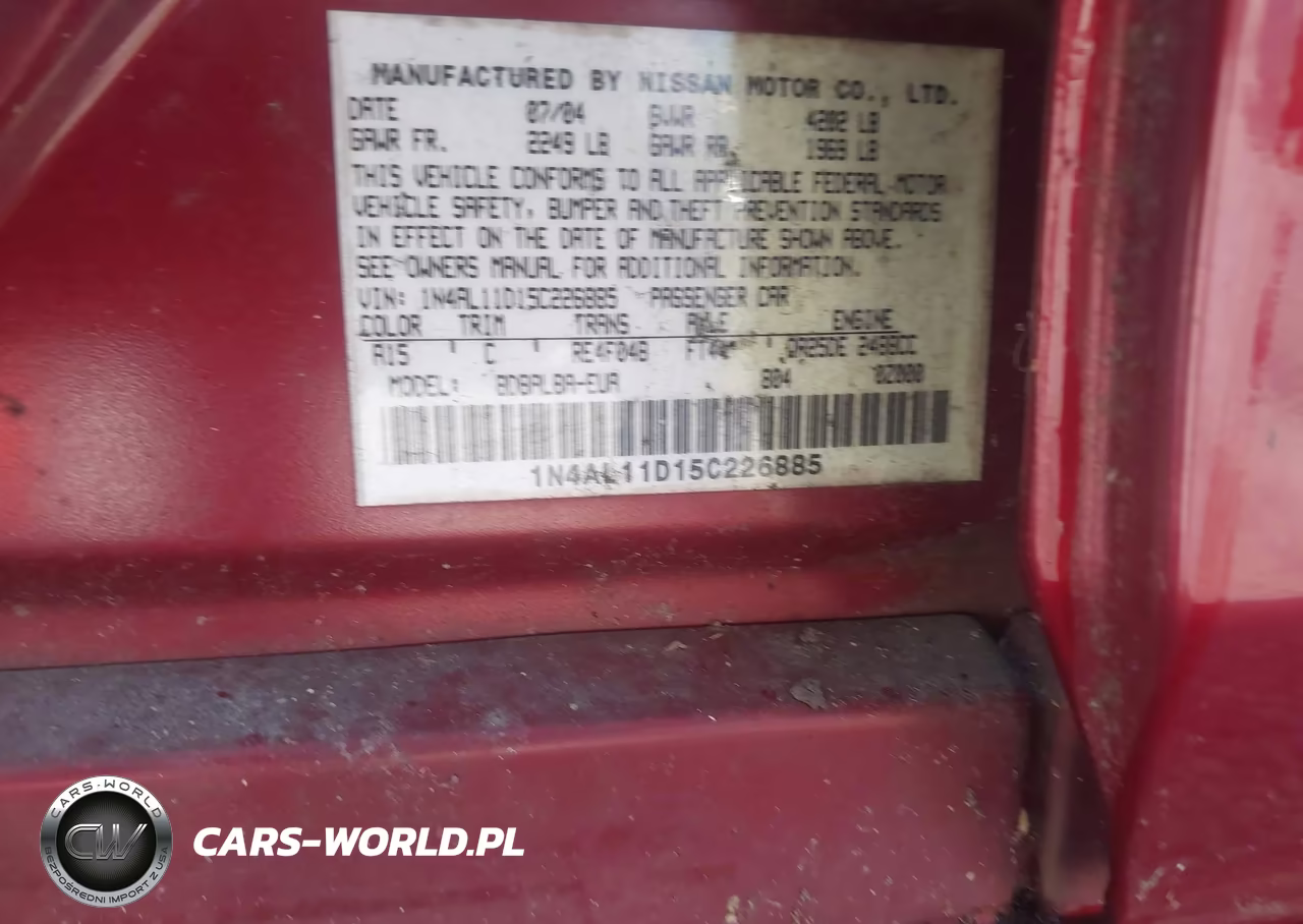 2005 Nissan Altima 2.5 S VIN:1N4AL11D15C226885 - 9