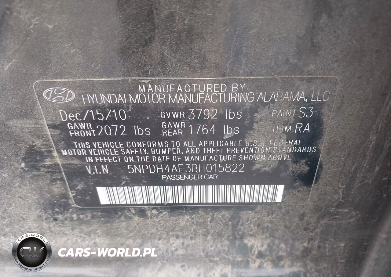 2011 Hyundai Elantra Limited VIN:5NPDH4AE3BH015822 - 9