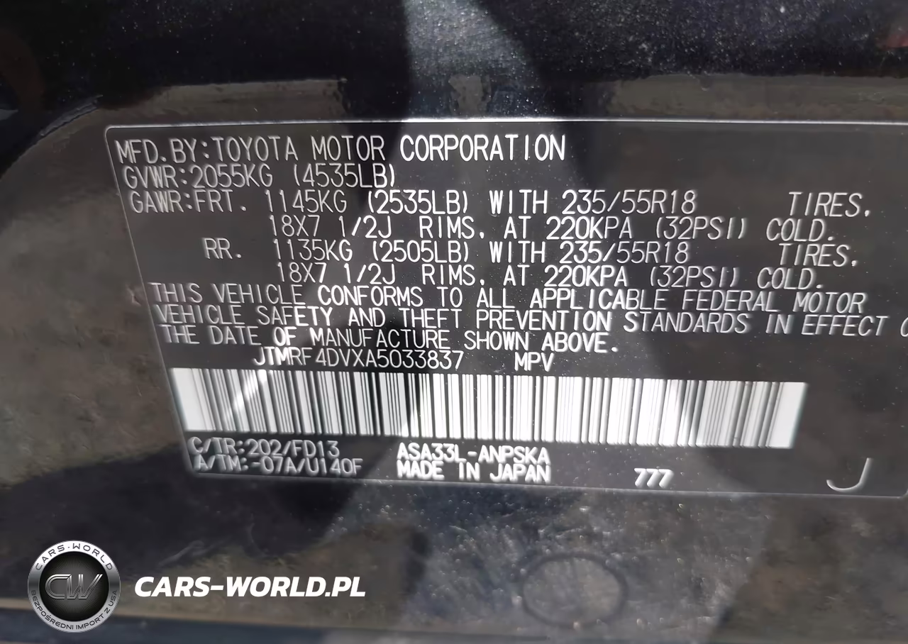 2010 Toyota Rav4 Sport VIN:JTMRF4DVXA5033837 - 9