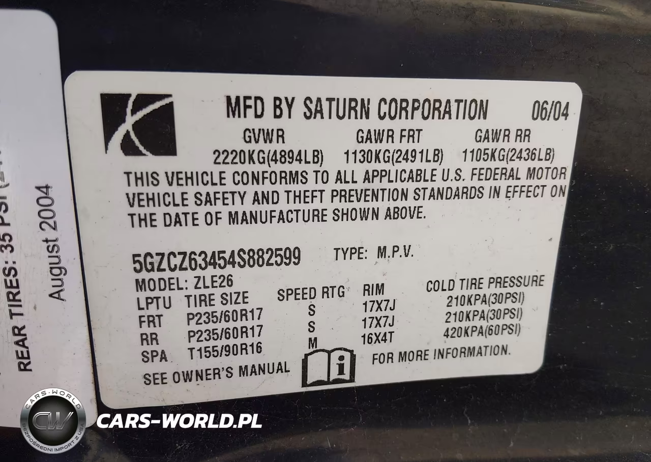 2004 Saturn Vue V6 VIN:5GZCZ63454S882599 - 8