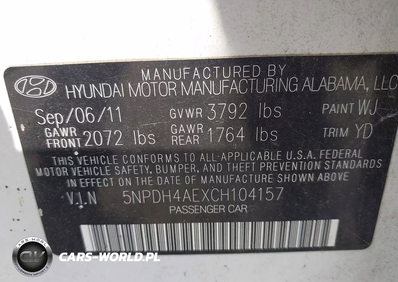 2012 Hyundai Elantra Gls VIN:5NPDH4AEXCH104157 - 9
