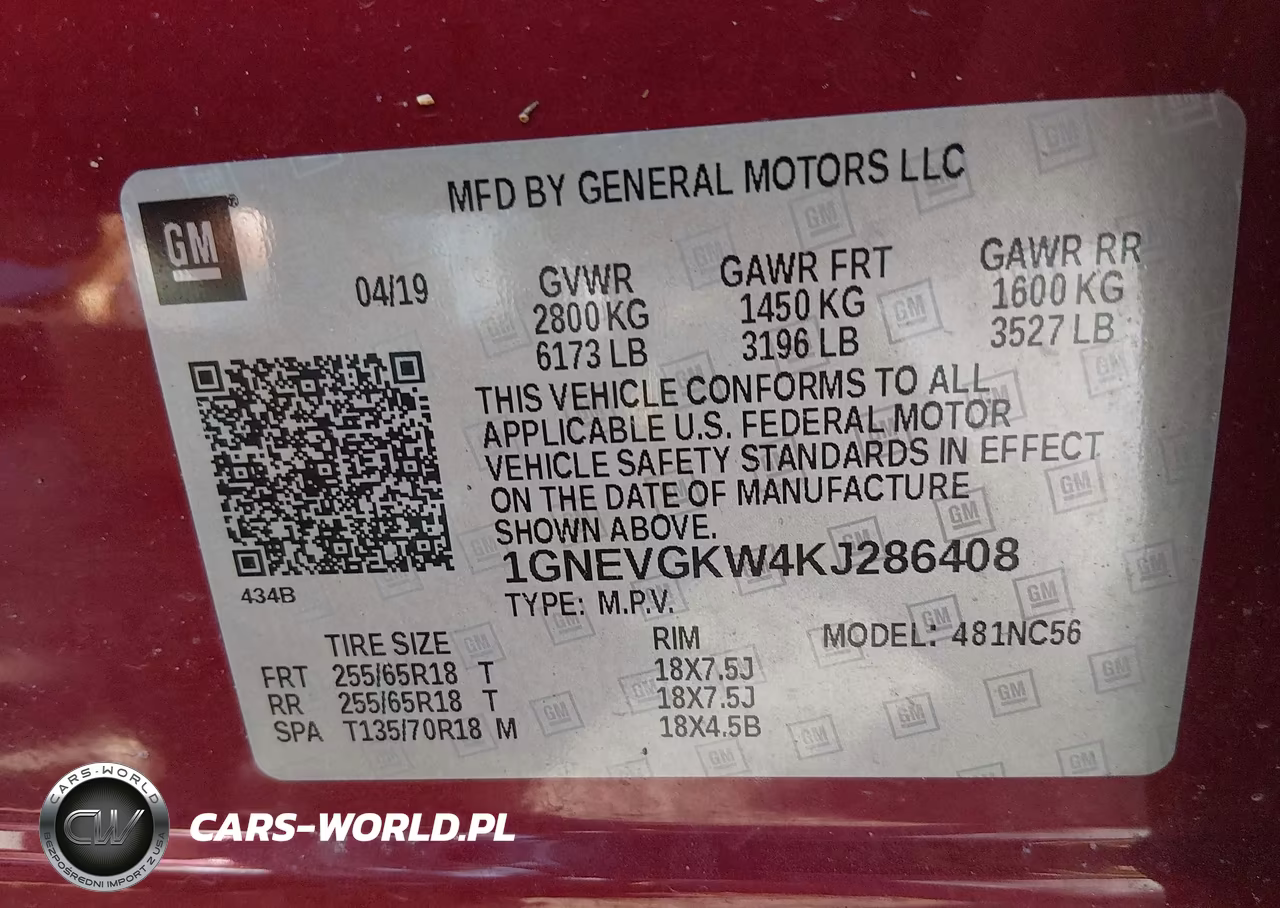 2019 Chevrolet Traverse 1Lt VIN:1GNEVGKW4KJ286408 - 9