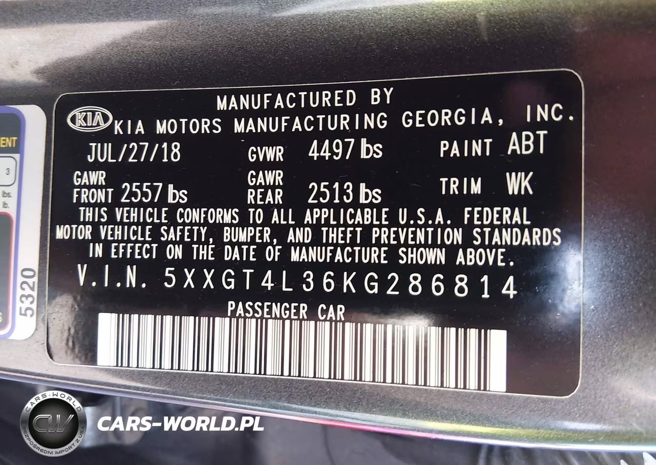 2019 Kia Optima S VIN:5XXGT4L36KG286814 - 9