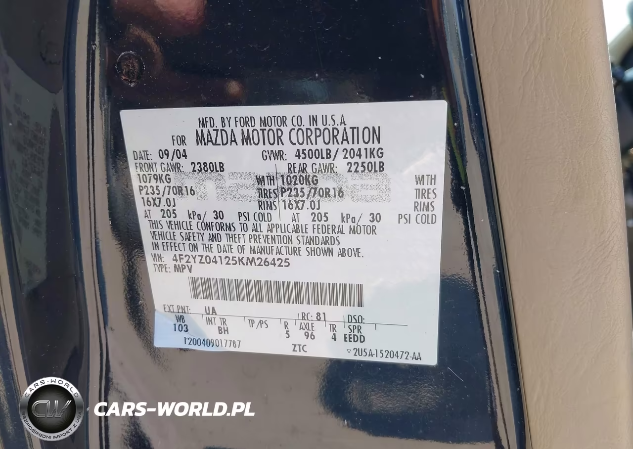 2005 Mazda Tribute S VIN:4F2YZ04125KM26425 - 9