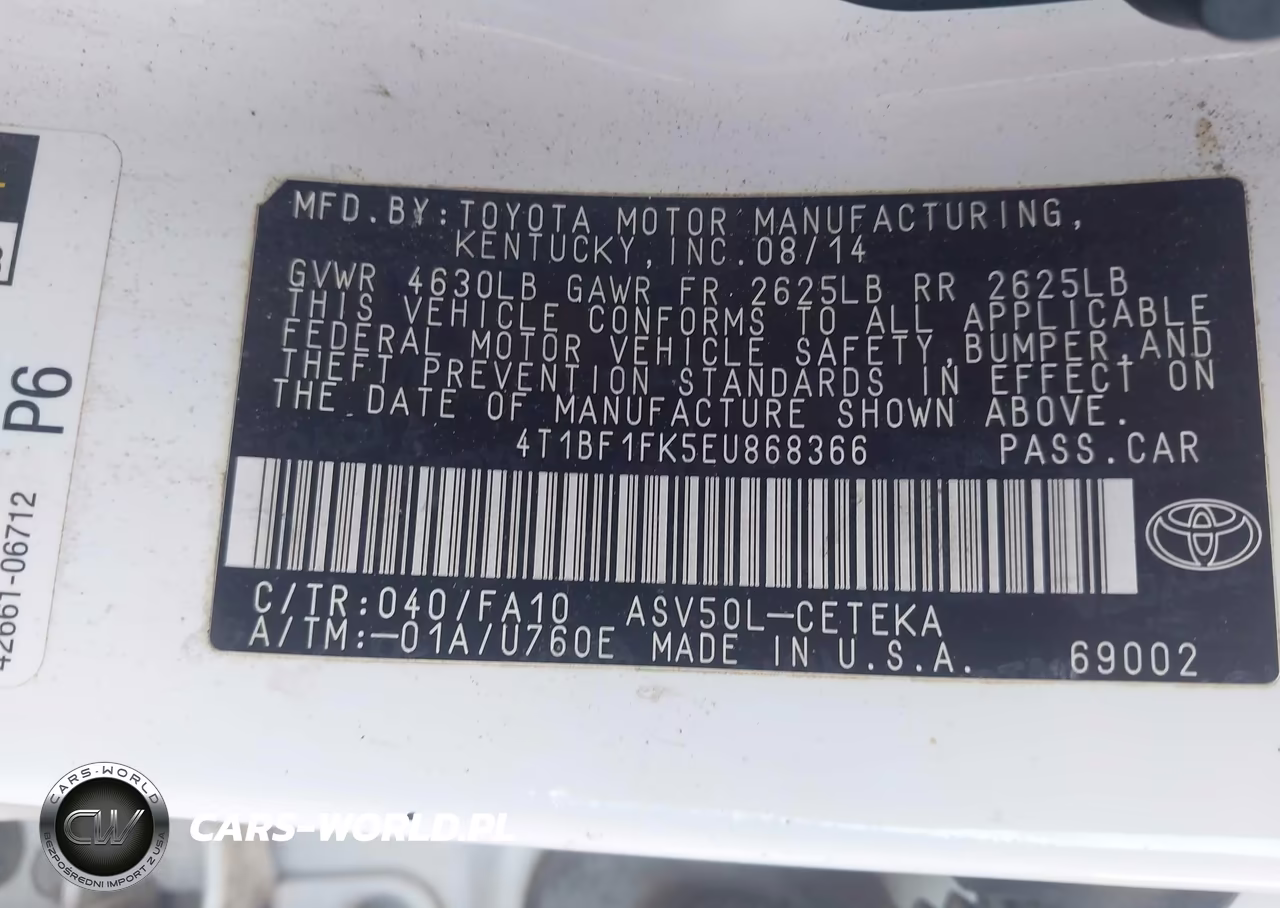 2014 Toyota Camry L VIN:4T1BF1FK5EU868366 - 9