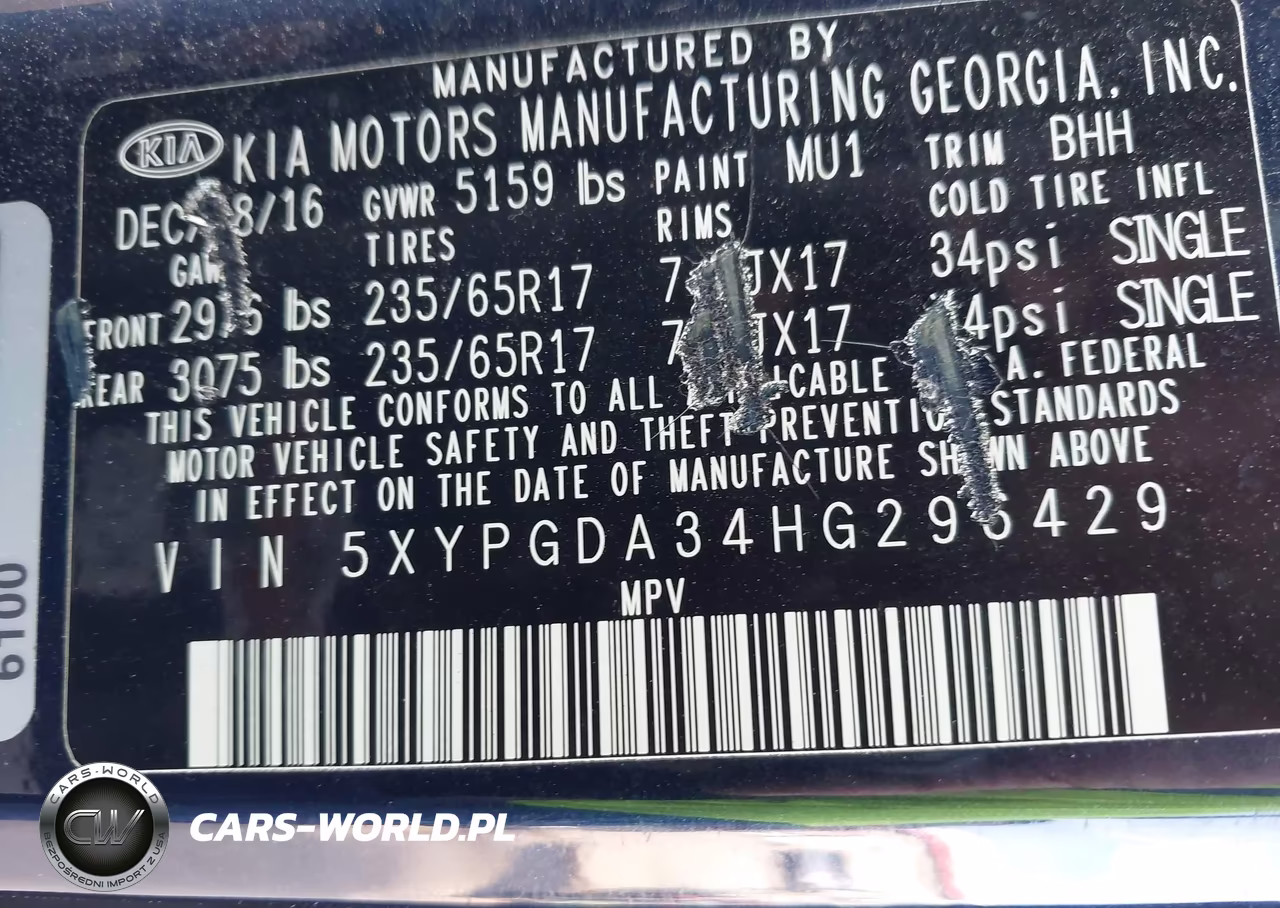 2017 Kia Sorento 2.4L Lx VIN:5XYPGDA34HG296429 - 9