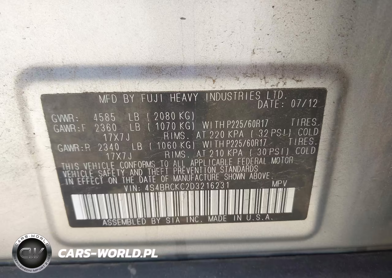 2013 Subaru Outback 2.5I Limited VIN:4S4BRCKC2D3216231 - 9