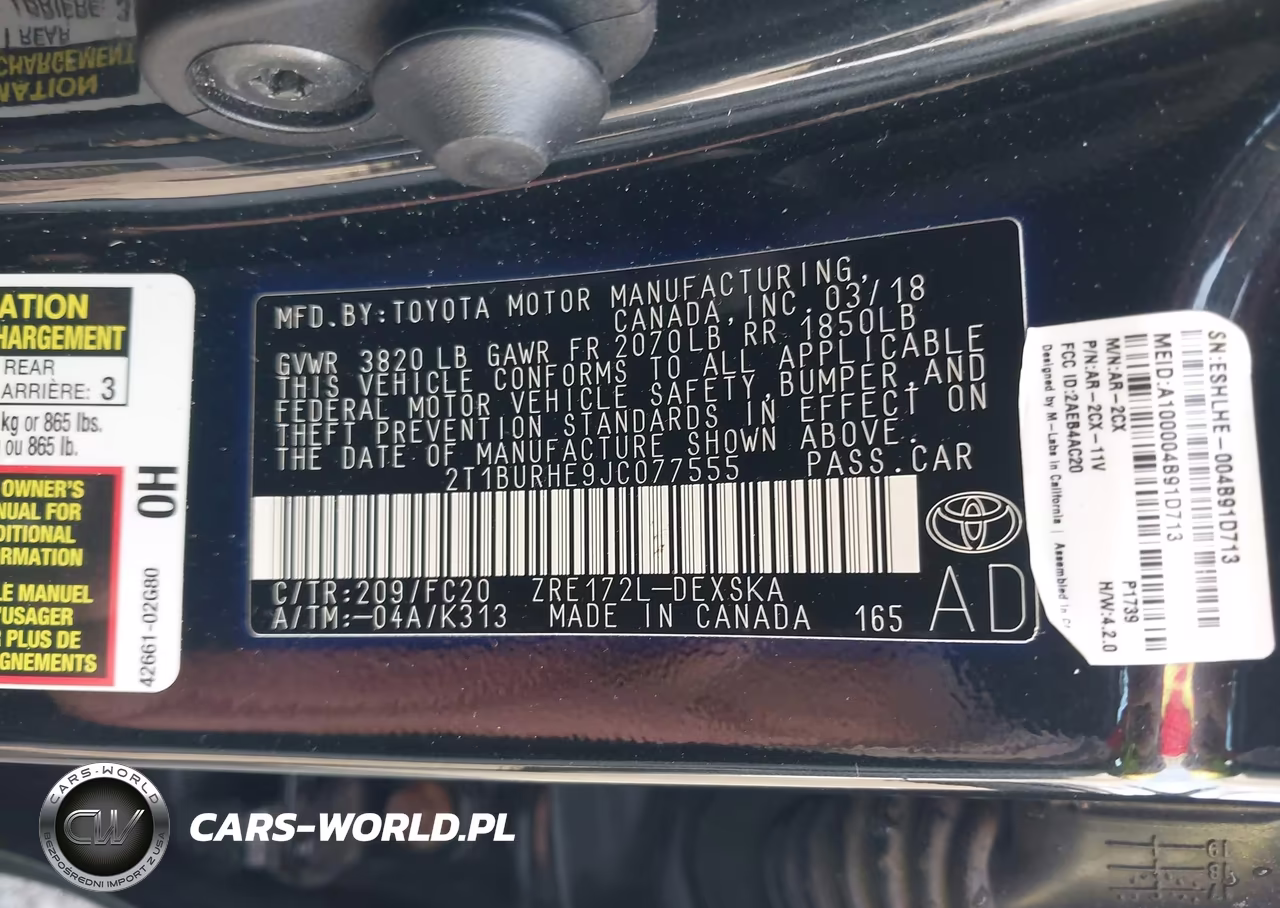 2018 Toyota Corolla Se VIN:2T1BURHE9JC077555 - 9