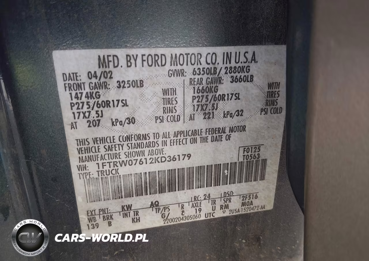 2002 Ford F-150 Lariat-Xlt VIN:1FTRW07612KD36179 - 9