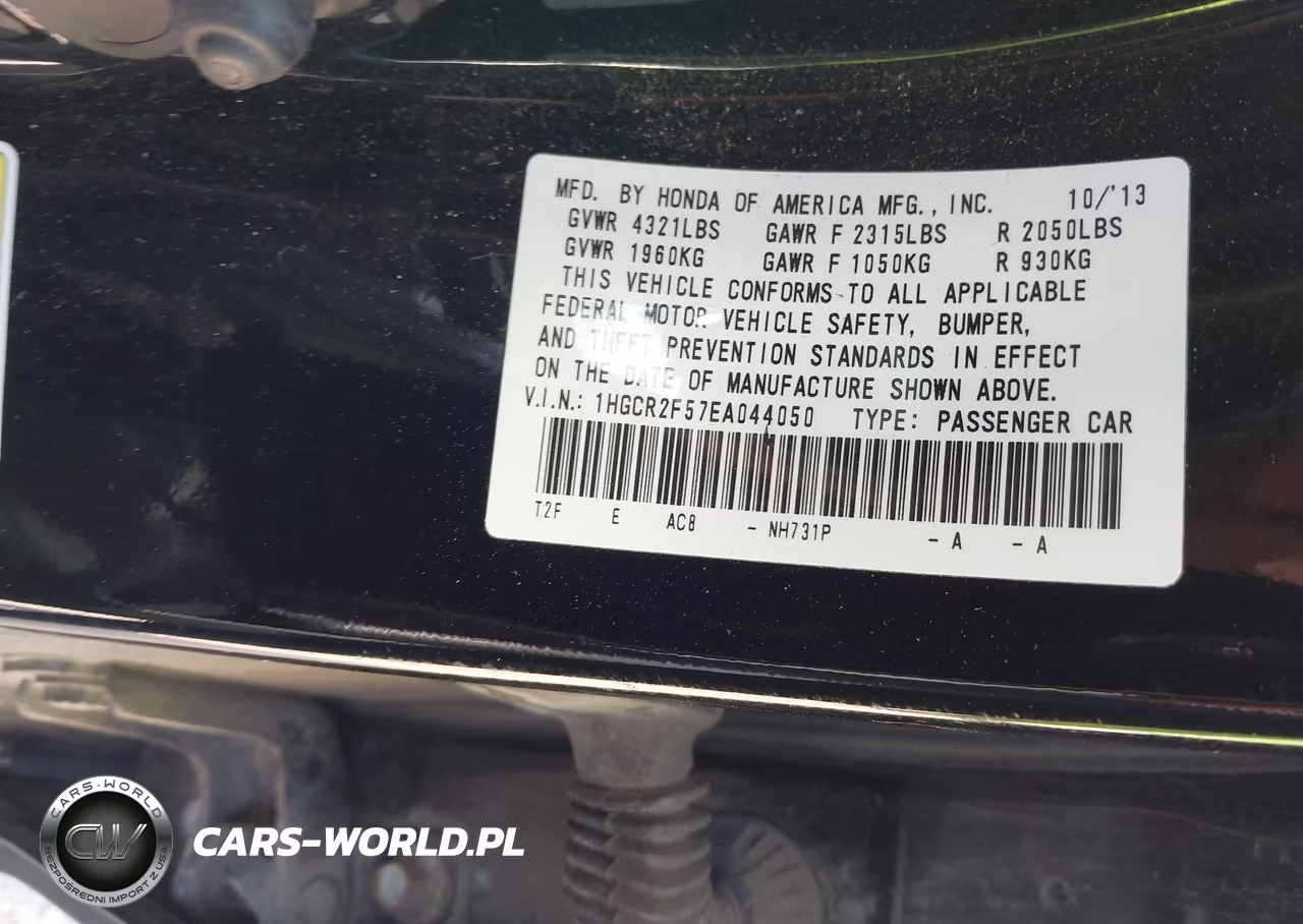 2014 Honda Accord Sport VIN:1HGCR2F57EA044050 - 9