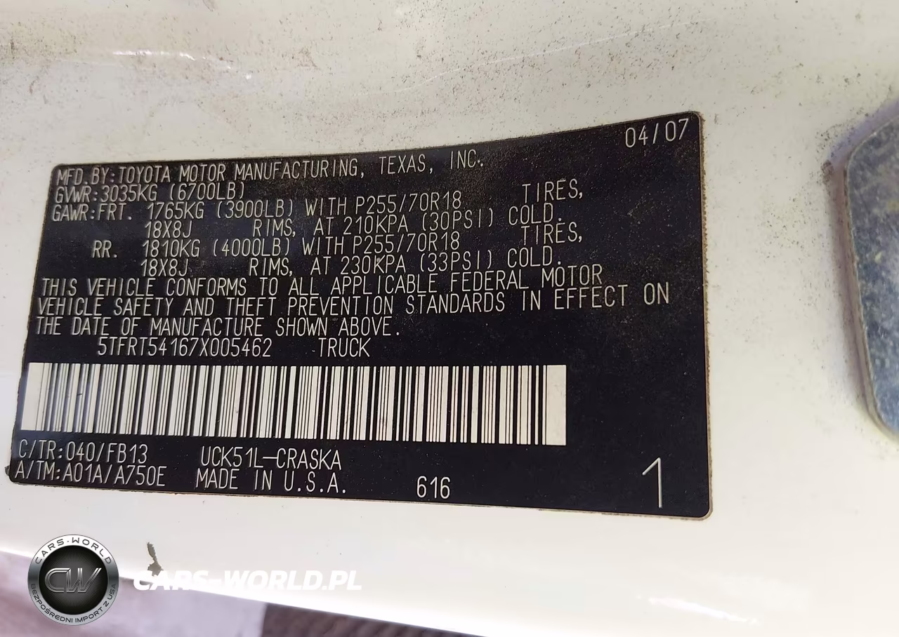 2007 Toyota Tundra Sr5 4.7L V8 VIN:5TFRT54167X005462 - 9