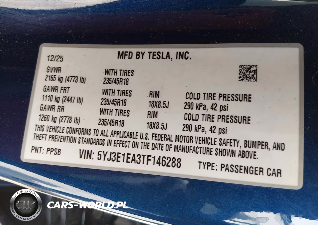 2026 Tesla Model 3 Premium Rear-Wheel Drive-Rear-Wheel Drive VIN:5YJ3E1EA3TF146288 - 9