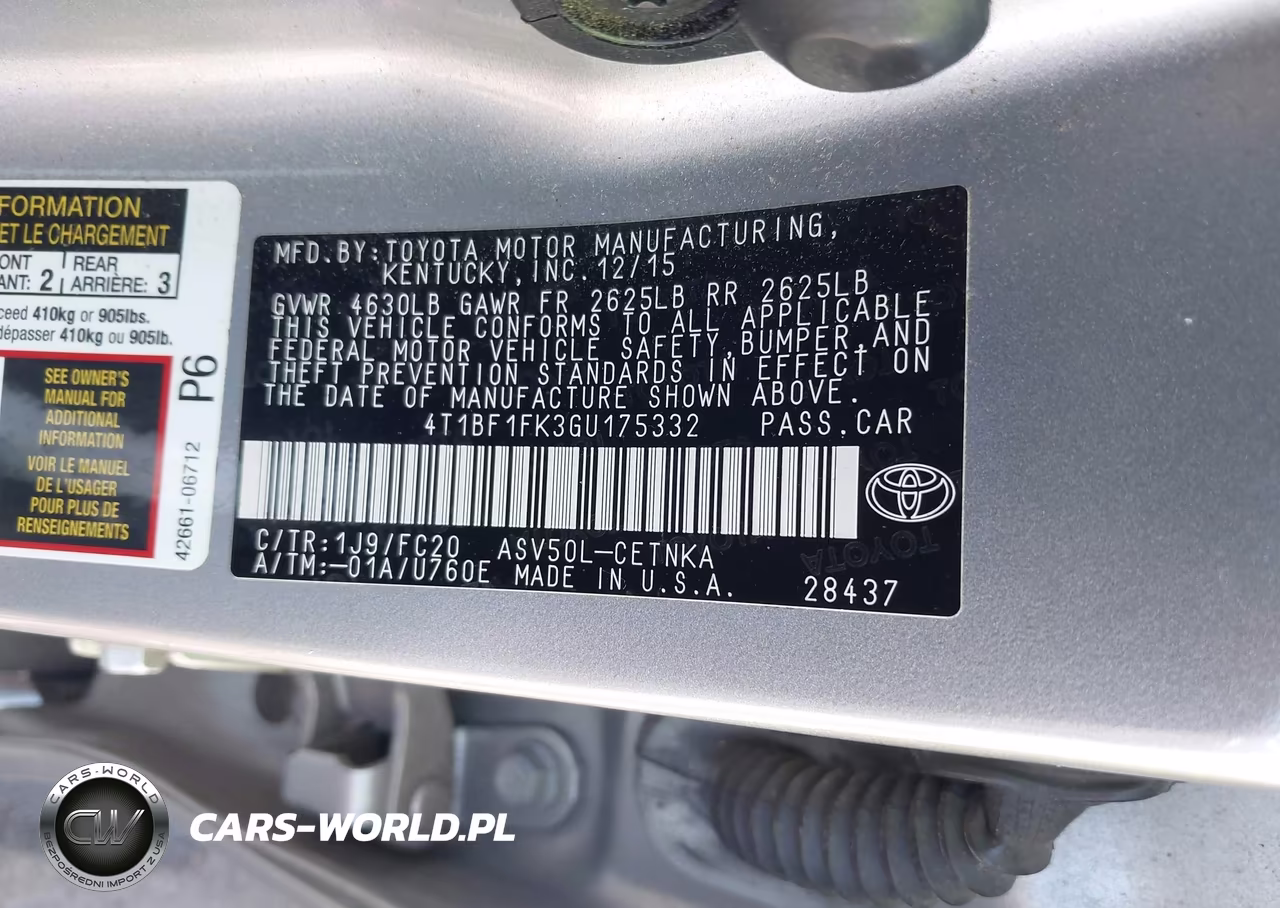 2016 Toyota Camry Le VIN:4T1BF1FK3GU175332 - 9