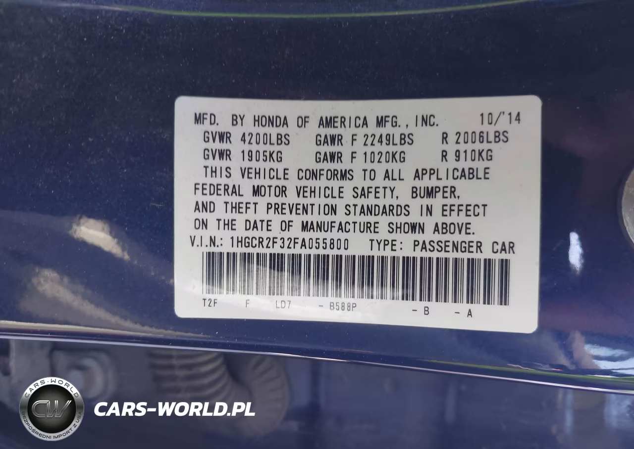 2015 Honda Accord Lx VIN:1HGCR2F32FA055800 - 9