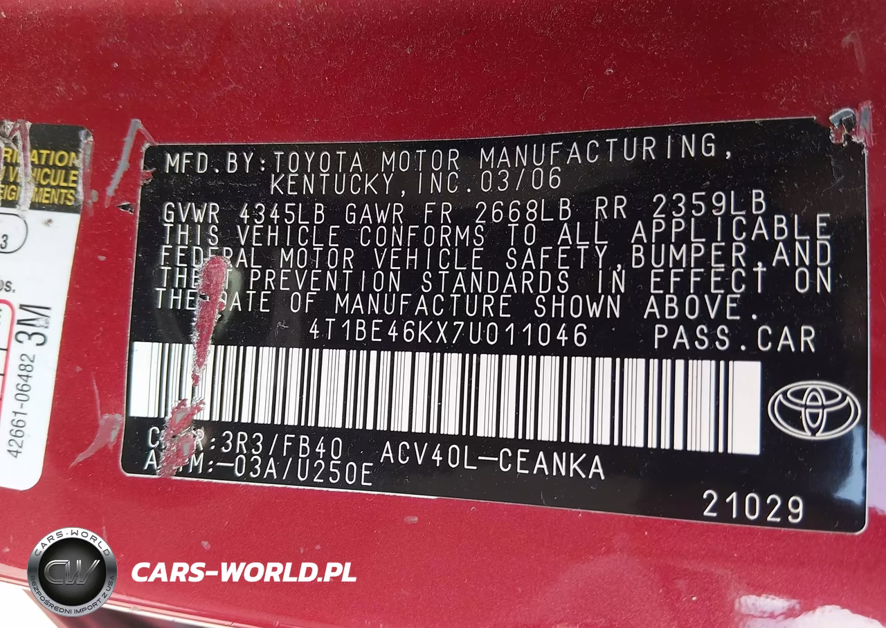 2007 Toyota Camry Le VIN:4T1BE46KX7U011046 - 9