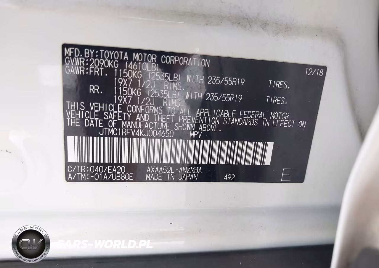 2019 Toyota Rav4 Xle Premium VIN:JTMC1RFV4KJ004650 - 9