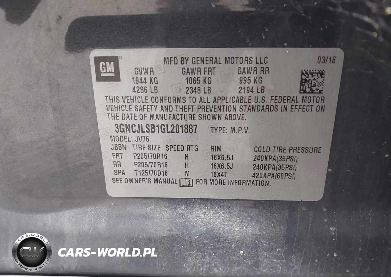 2016 Chevrolet Trax Lt VIN:3GNCJLSB1GL201887 - 9