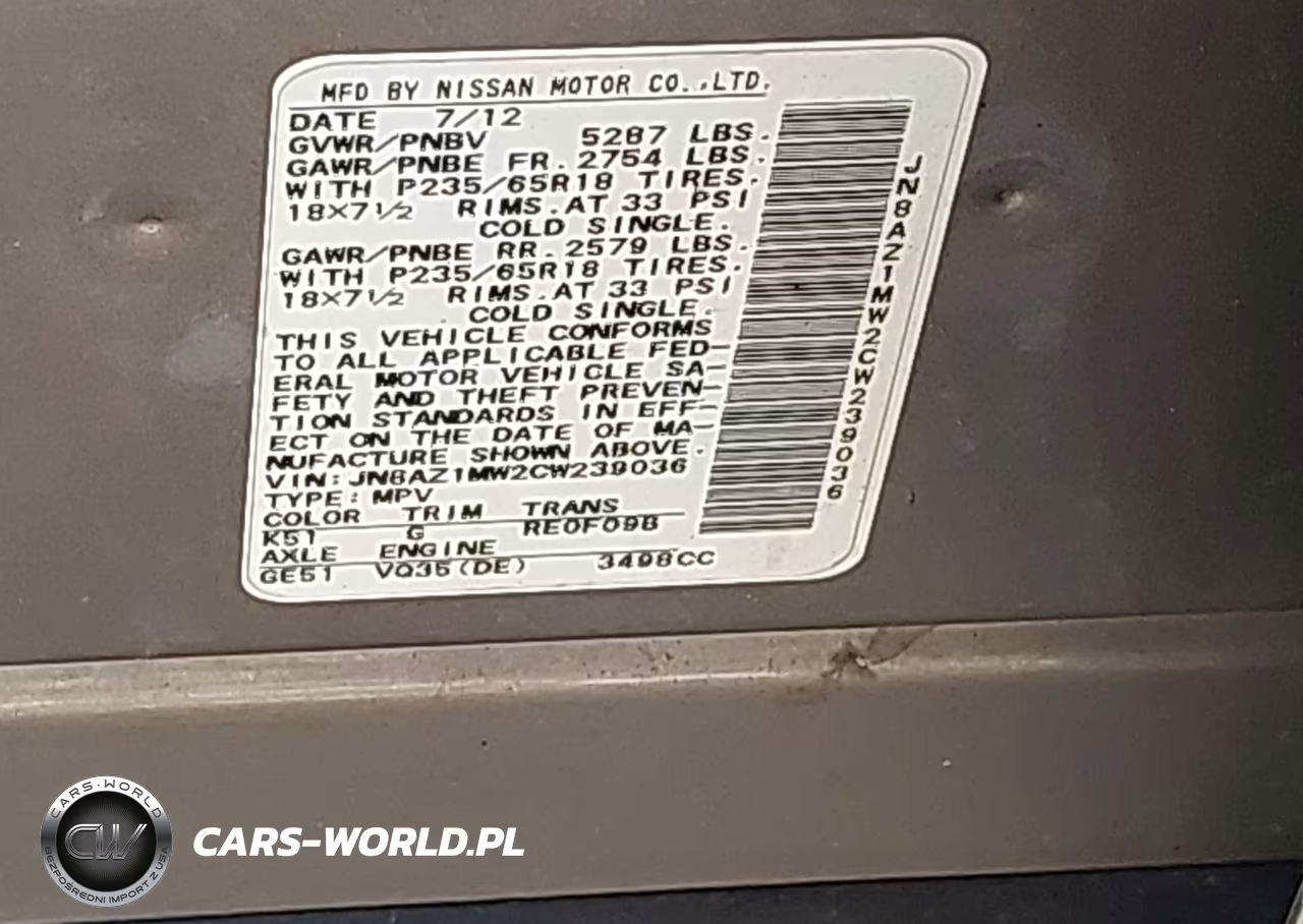 2012 Nissan Murano S VIN:JN8AZ1MW2CW239036 - 9