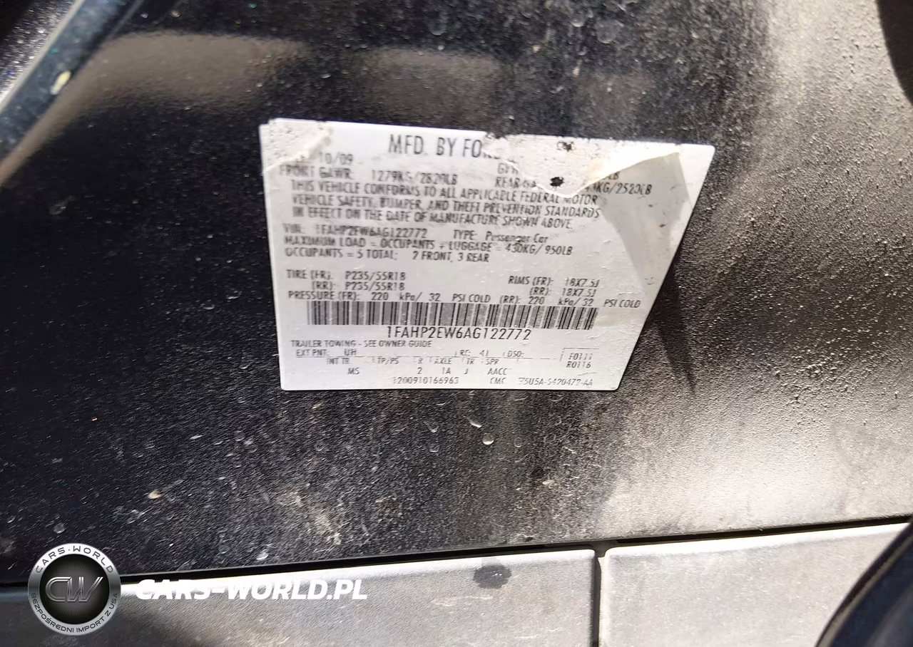 2010 Ford Taurus Sel VIN:1FAHP2EW6AG122772 - 9