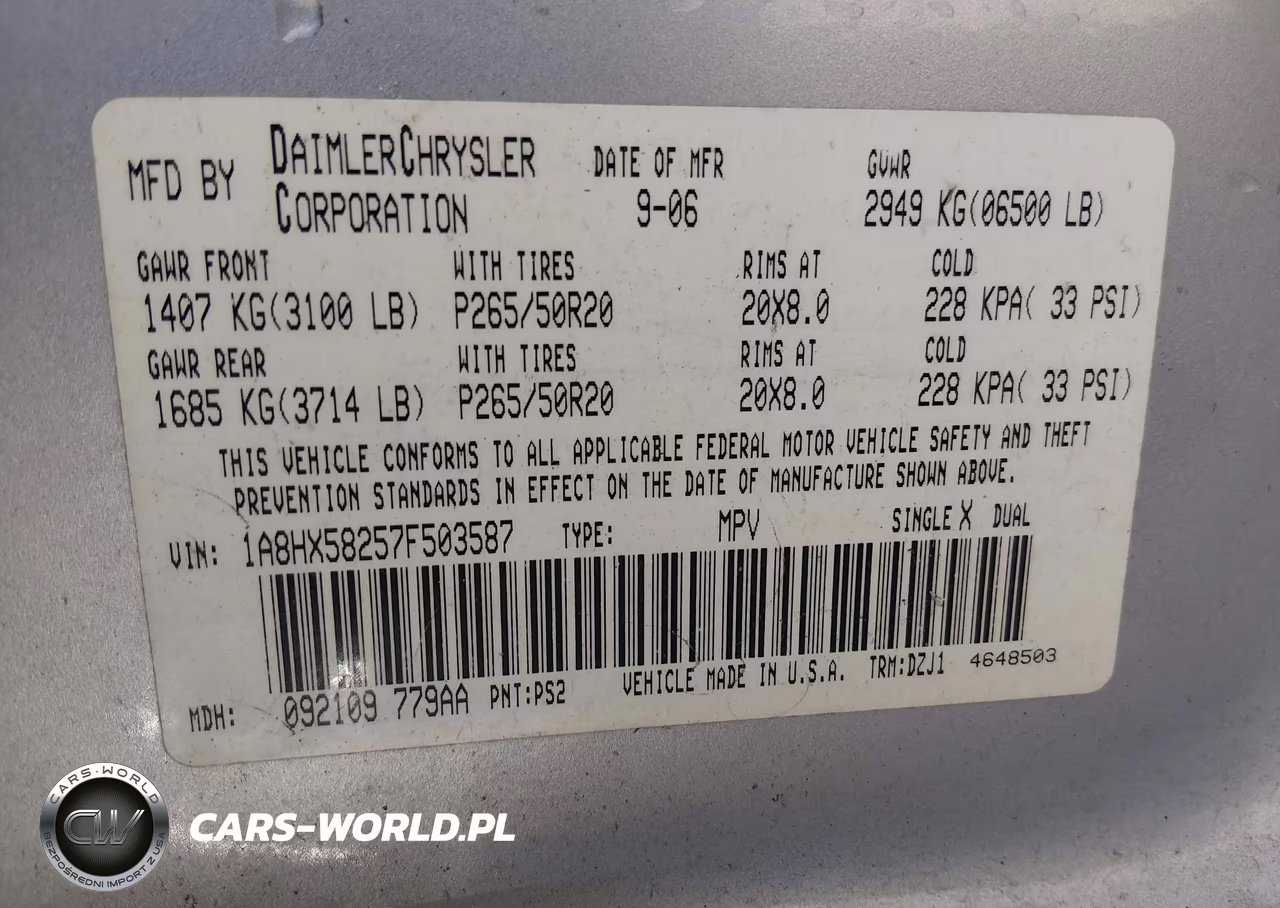 2007 Chrysler Aspen Limited VIN:1A8HX58257F503587 - 9