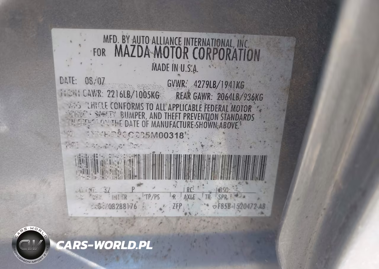 2008 Mazda Mazda6 I Sport Ve VIN:1YVHP80C285M00318 - 9