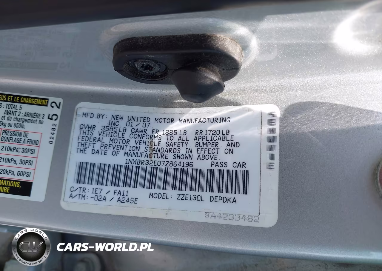2007 Toyota Corolla Ce VIN:1NXBR32E07Z864196 - 9