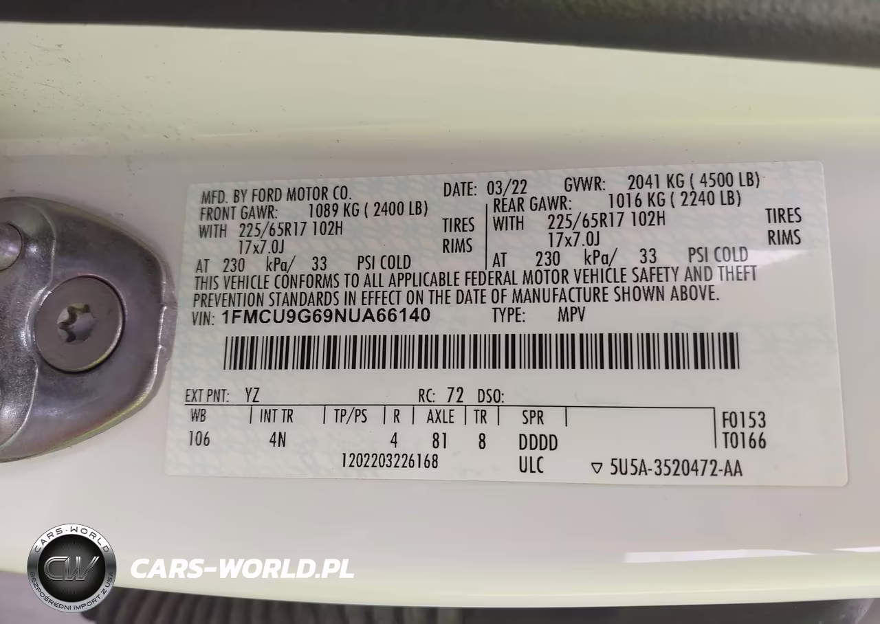 2022 Ford Escape Se VIN:1FMCU9G69NUA66140 - 9