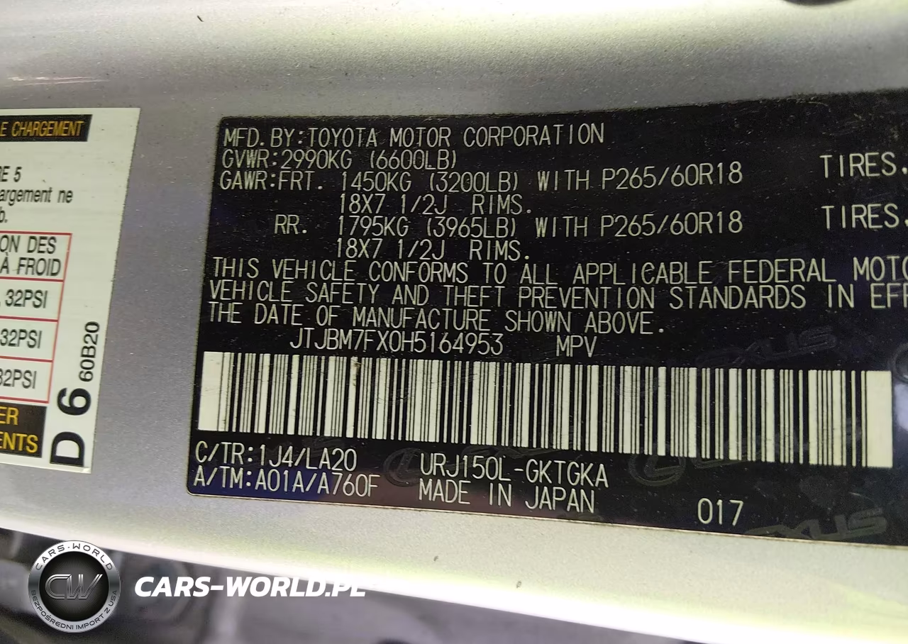 2017 Lexus Gx 460 VIN:JTJBM7FX0H5164953 - 9
