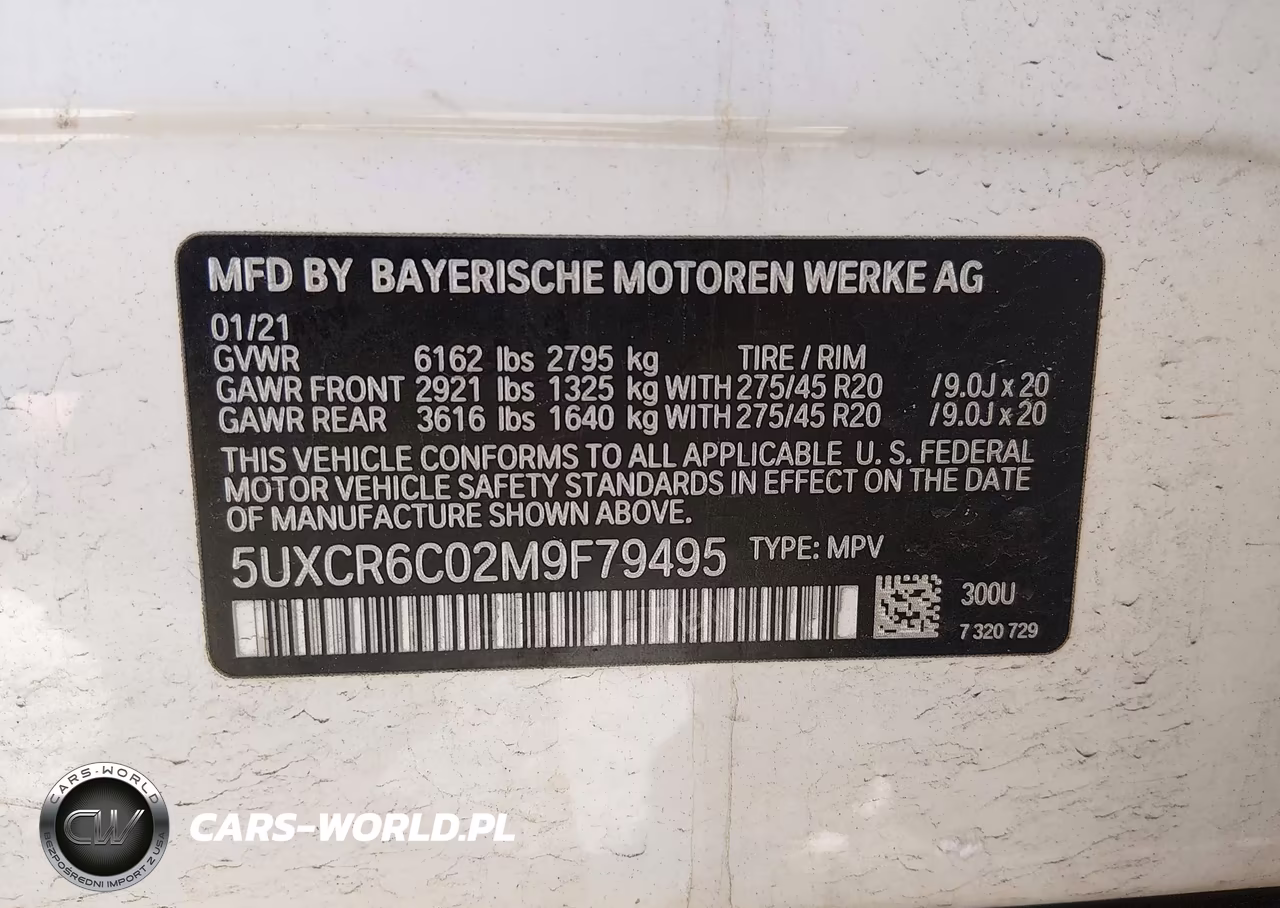 2021 BMW X5 xDrive40I VIN:5UXCR6C02M9F79495 - 9