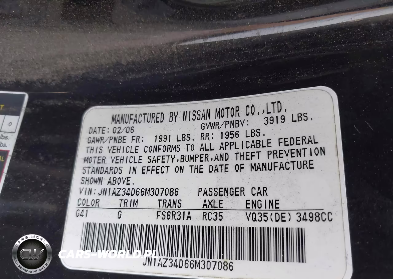 2006 Nissan 350Z Coupe VIN:JN1AZ34D66M307086 - 9