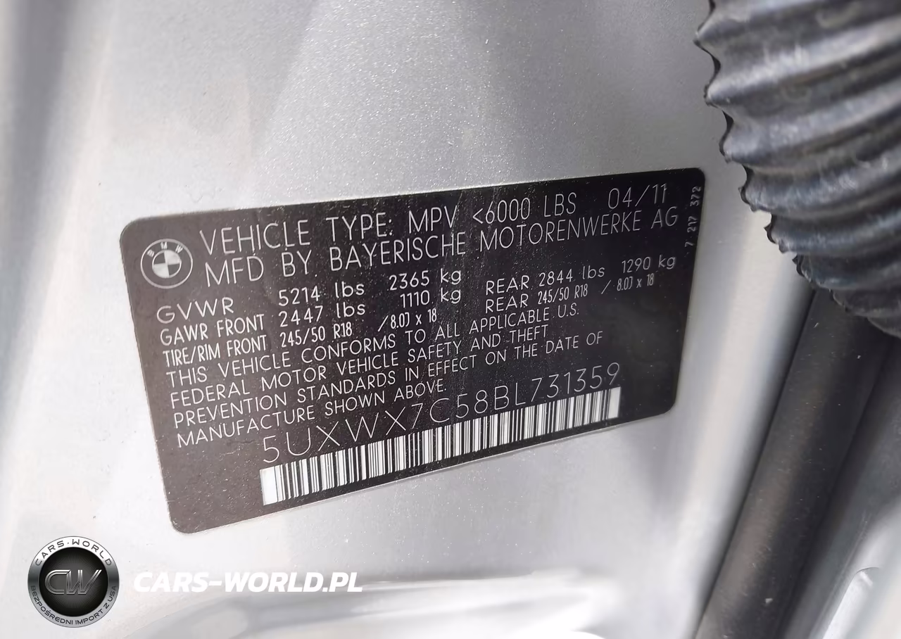 2011 BMW X3 xDrive35I VIN:5UXWX7C58BL731359 - 9