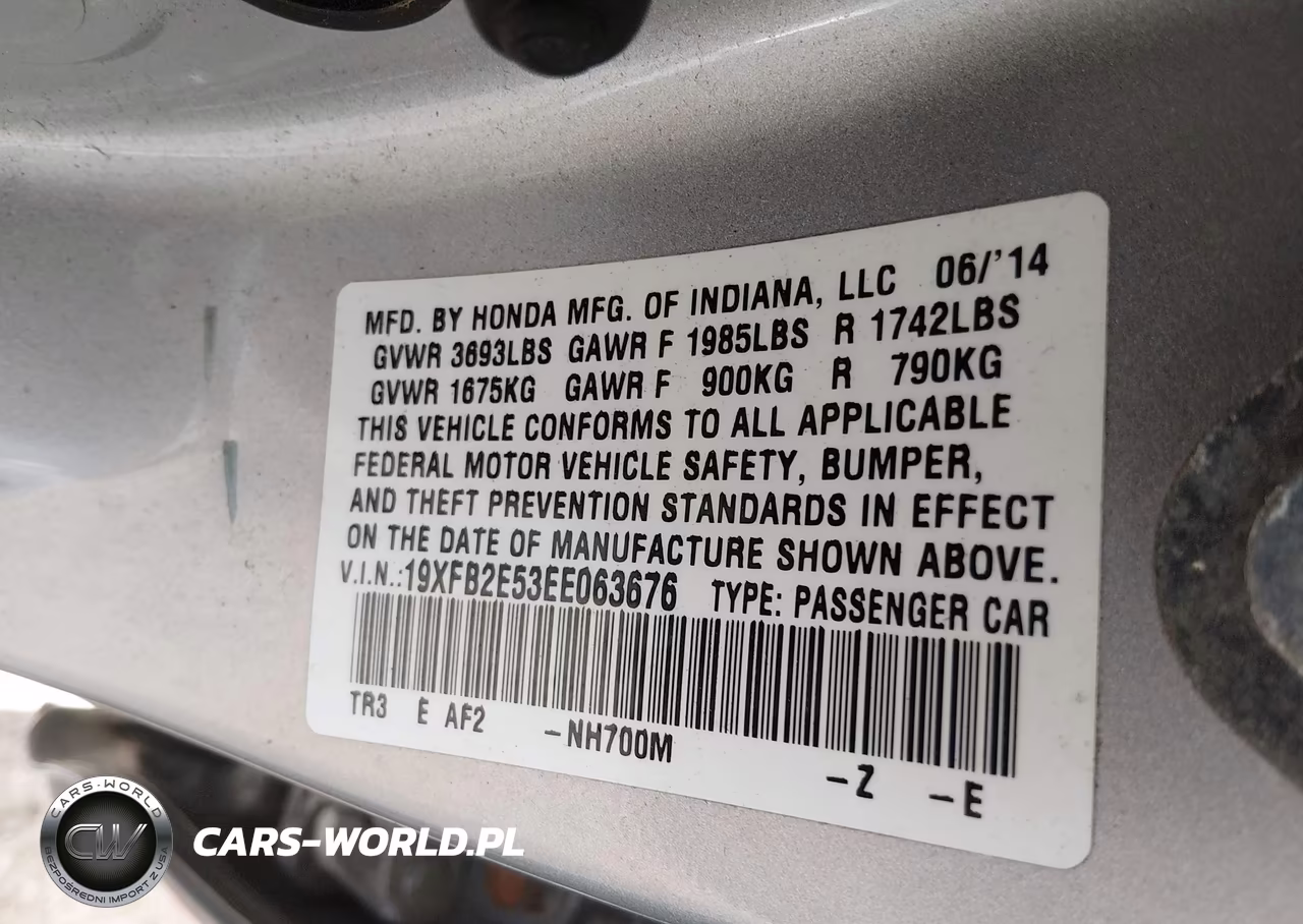 2014 Honda Civic Lx VIN:19XFB2E53EE063676 - 9