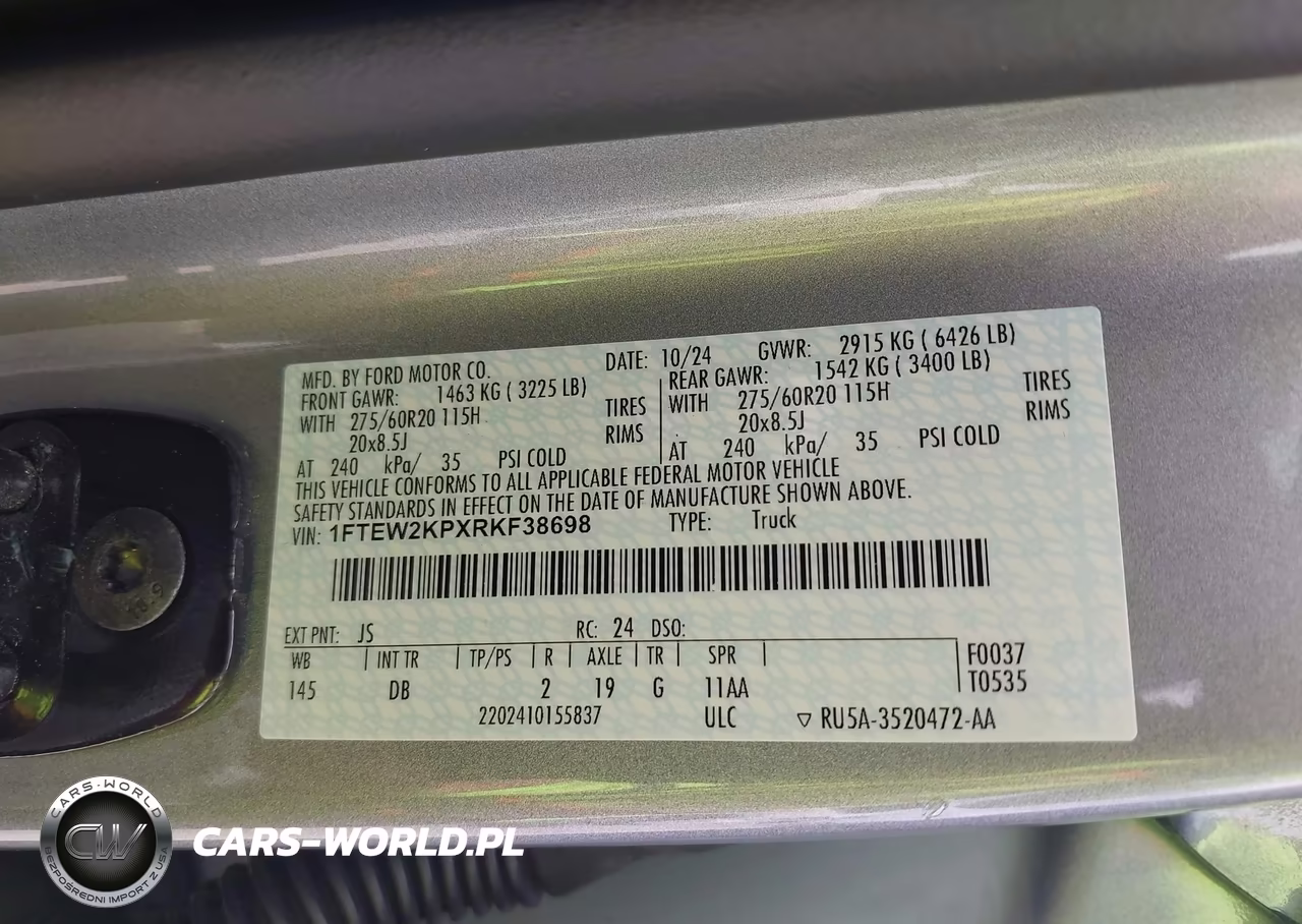 2024 Ford F-150 Stx VIN:1FTEW2KPXRKF38698 - 9