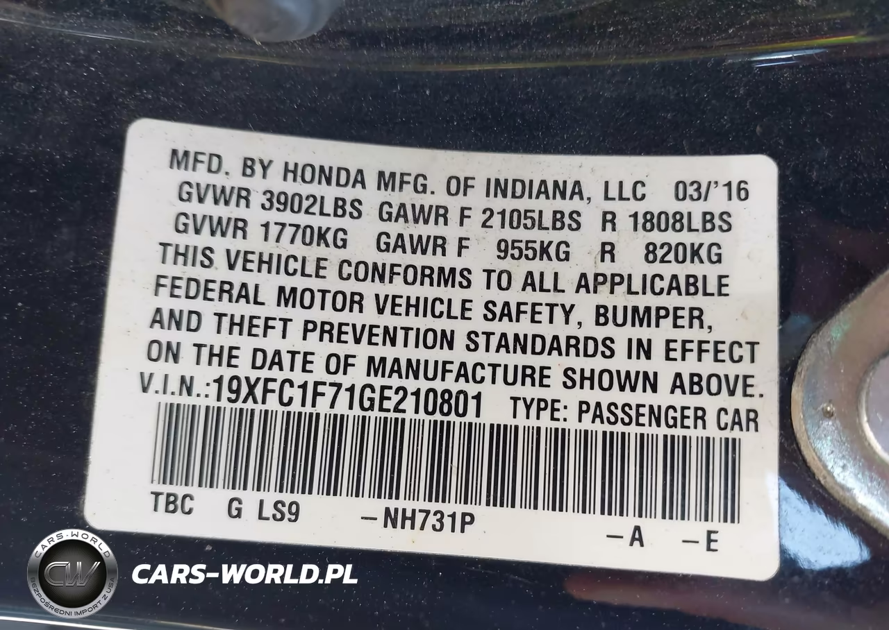 2016 Honda Civic Ex-L VIN:19XFC1F71GE210801 - 9