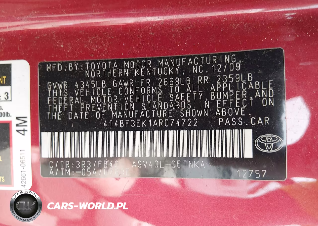 2010 Toyota Camry Le VIN:4T4BF3EK1AR074722 - 9